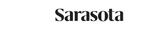 Black text ’sarasota’ on white background.