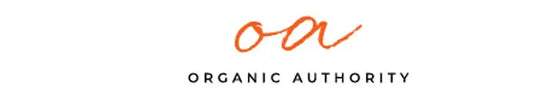 Organic authority logo with orange cursive text and white background